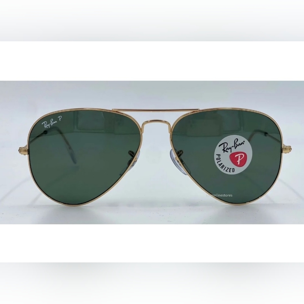 Ray-Bans Aviator gold RB3025001/58 polarized Green Sun glasses 58 mm New